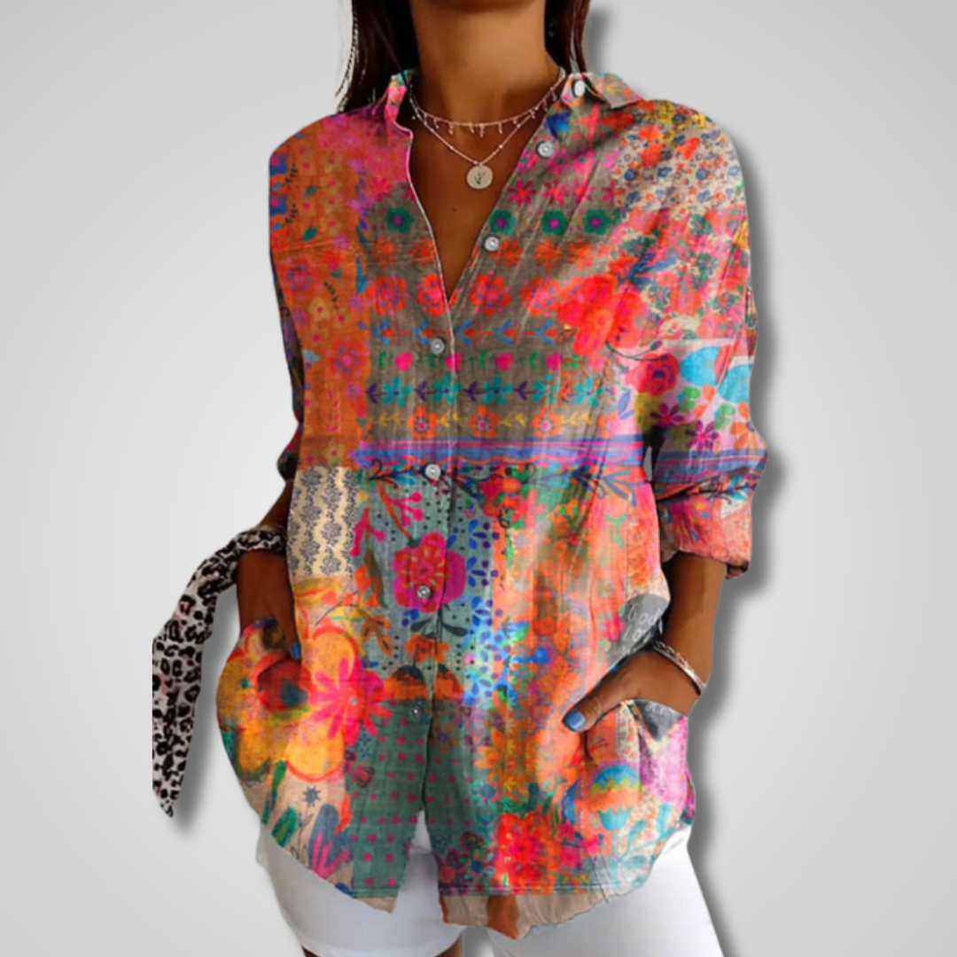 Lærke ™ - Camicia Button-Up Floral Breeze