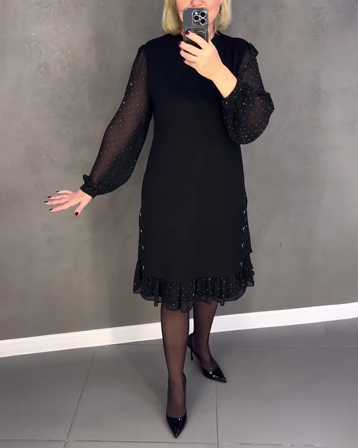 ELIANA | Abito Elegante con Maniche Trasparenti e Taglio Lusinghiero per Occasioni Autunnali