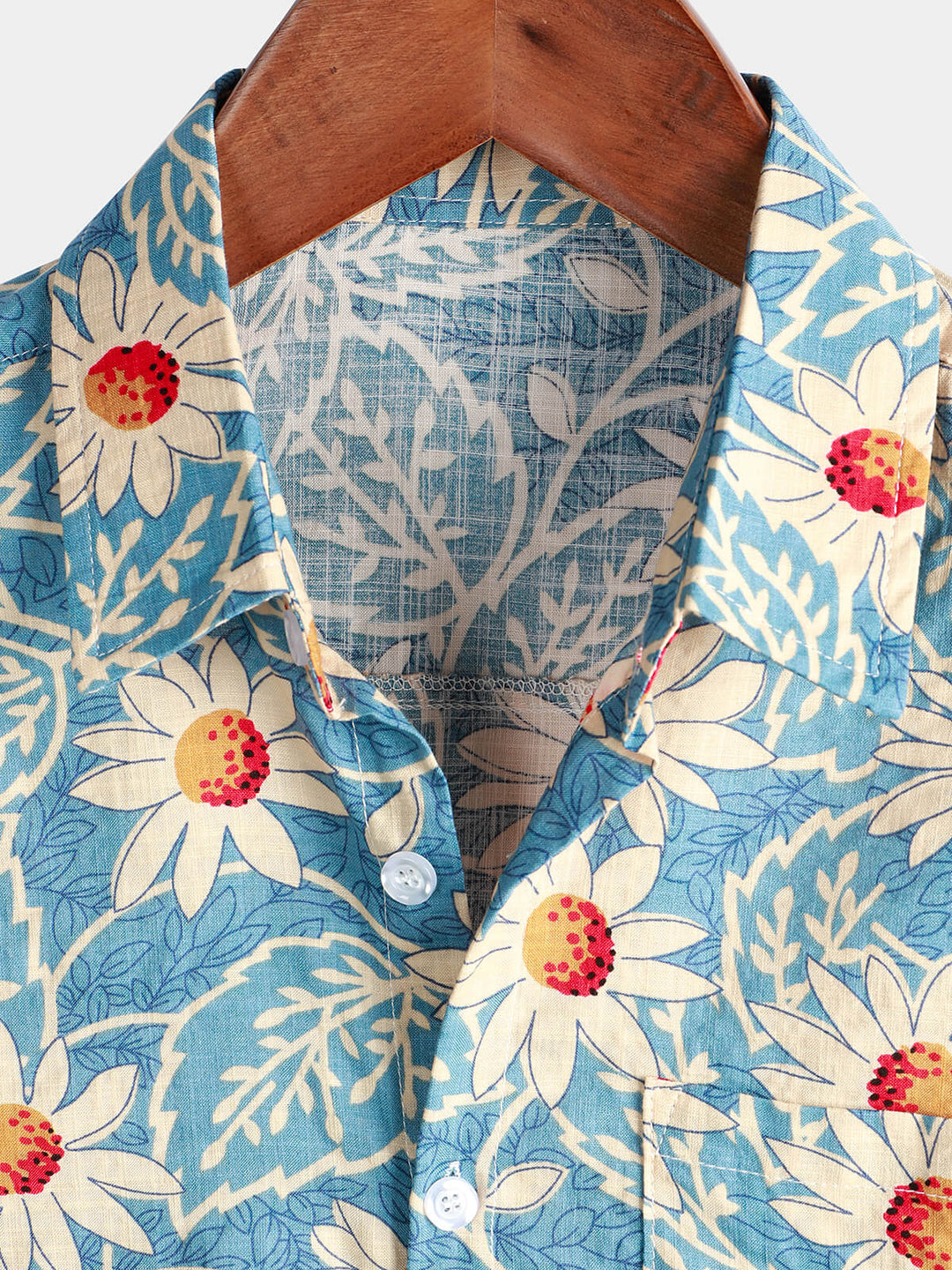 Camicia a maniche corte in cotone con motivo floreale per uomo