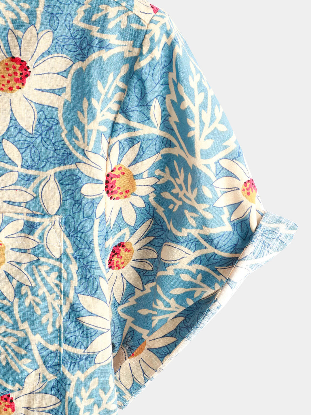 Camicia a maniche corte in cotone con motivo floreale per uomo