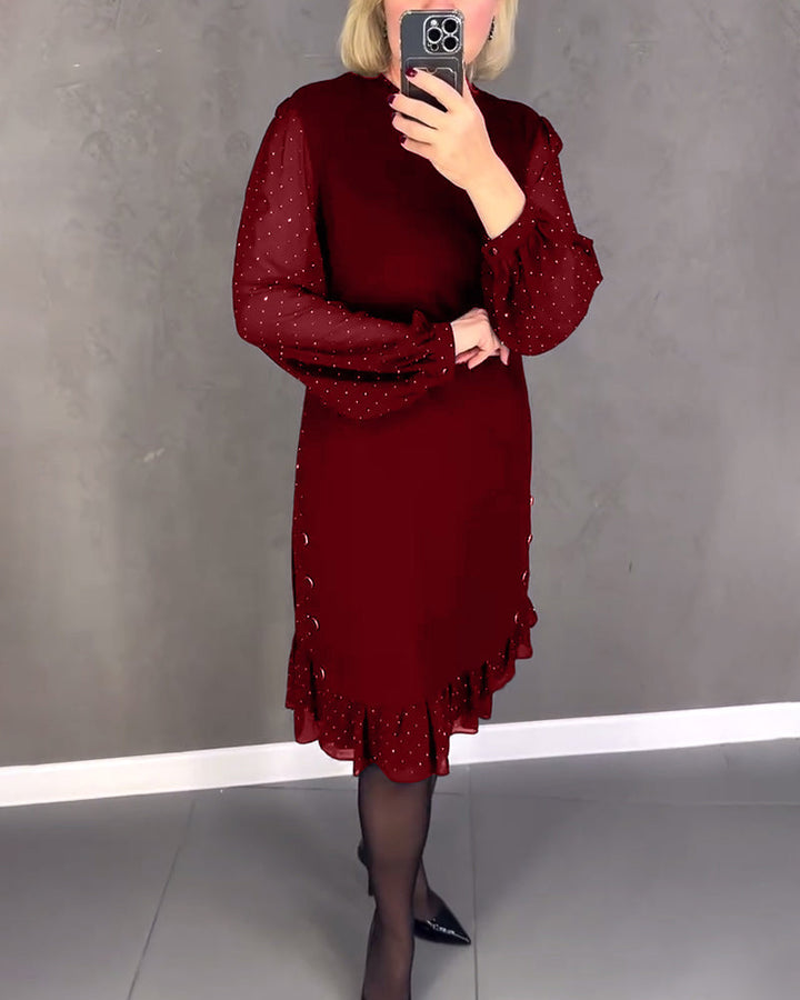 ELIANA | Abito Elegante con Maniche Trasparenti e Taglio Lusinghiero per Occasioni Autunnali