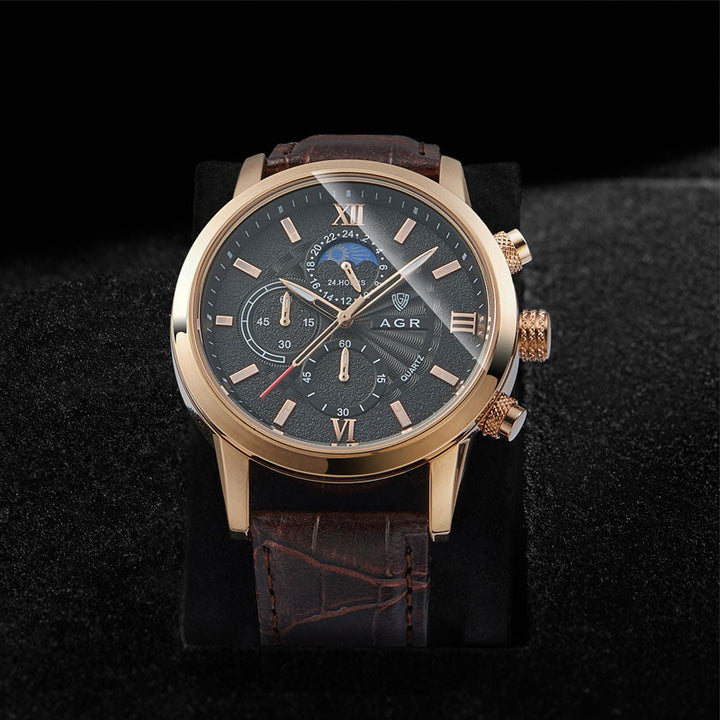 Orologio al quarzo di lusso con cinturino in pelle