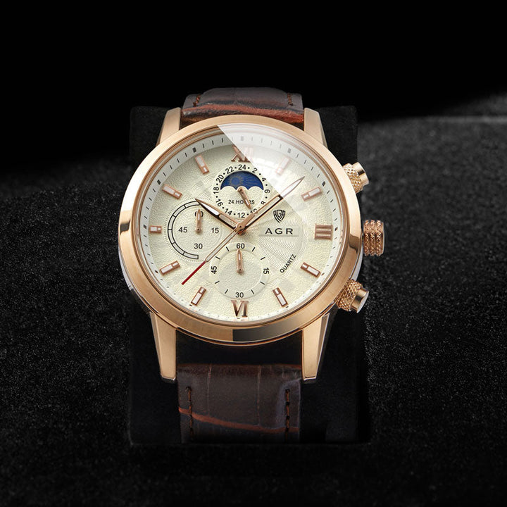 Orologio al quarzo di lusso con cinturino in pelle