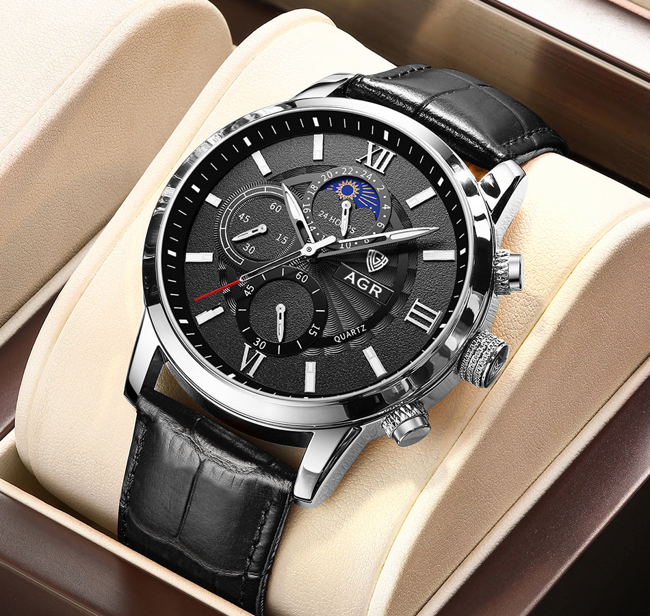 Orologio al quarzo di lusso con cinturino in pelle