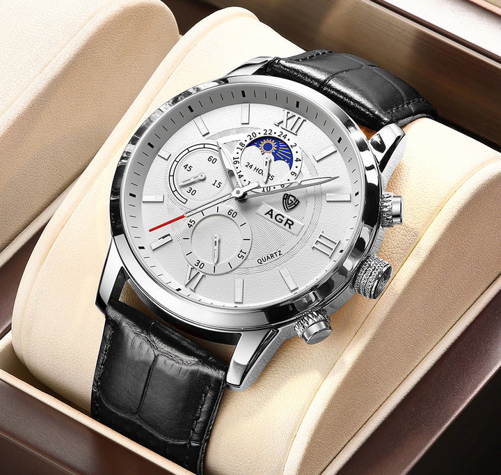 Orologio al quarzo di lusso con cinturino in pelle