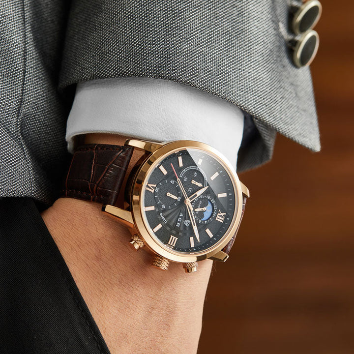 Orologio al quarzo di lusso con cinturino in pelle