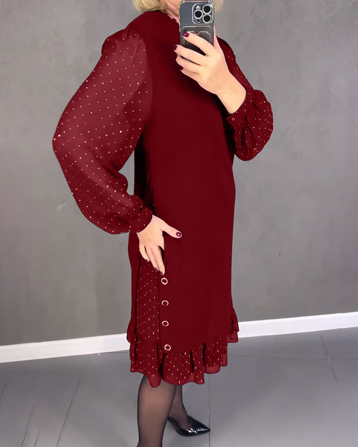 ELIANA | Abito Elegante con Maniche Trasparenti e Taglio Lusinghiero per Occasioni Autunnali