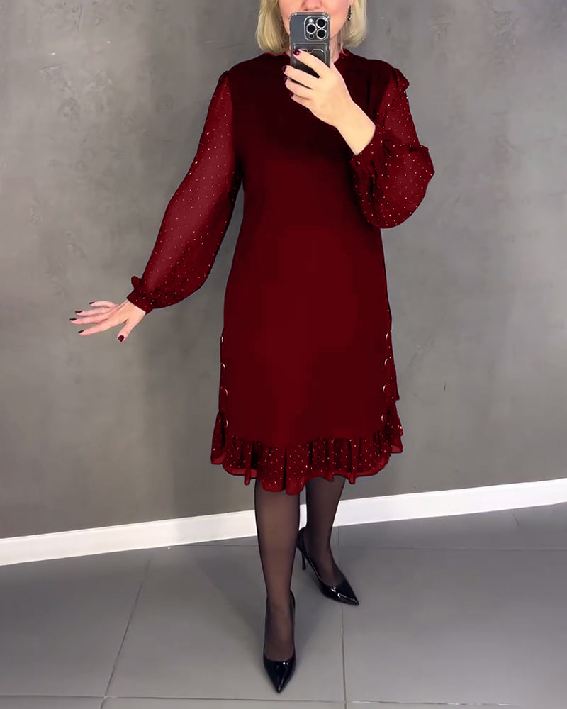 ELIANA | Abito Elegante con Maniche Trasparenti e Taglio Lusinghiero per Occasioni Autunnali
