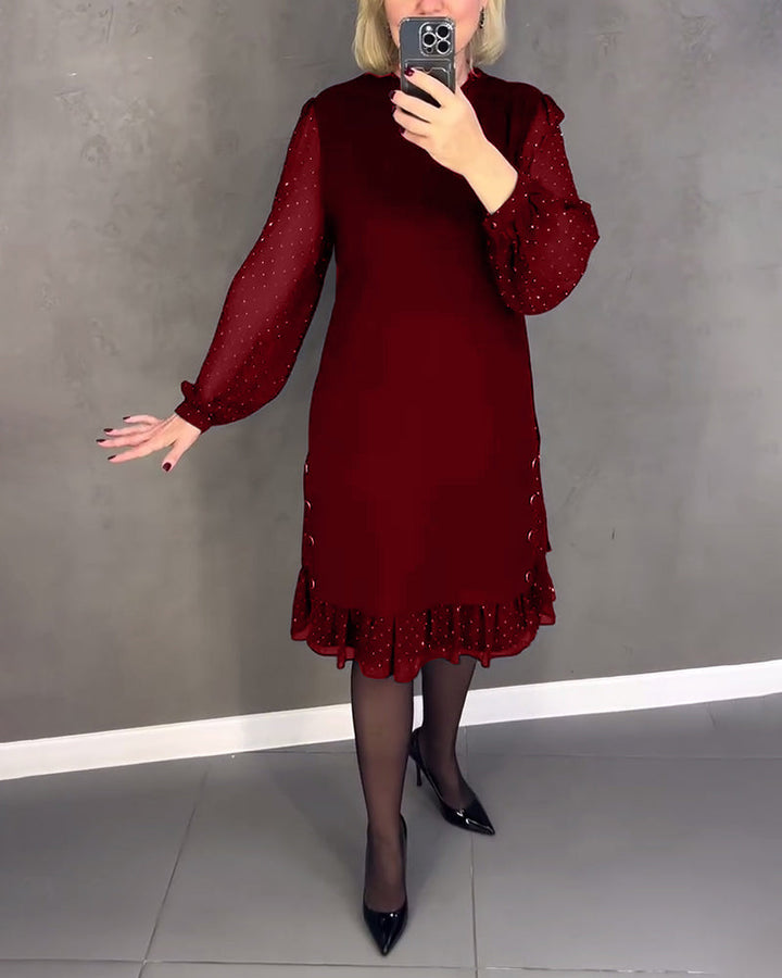 ELIANA | Abito Elegante con Maniche Trasparenti e Taglio Lusinghiero per Occasioni Autunnali
