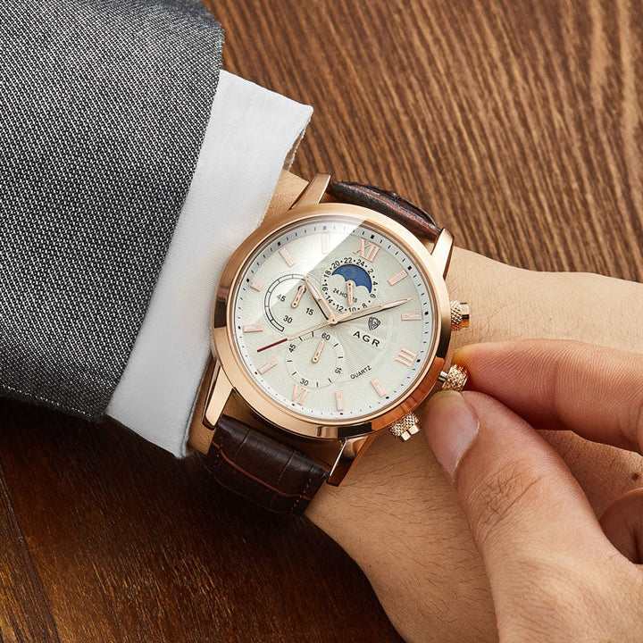 Orologio al quarzo di lusso con cinturino in pelle