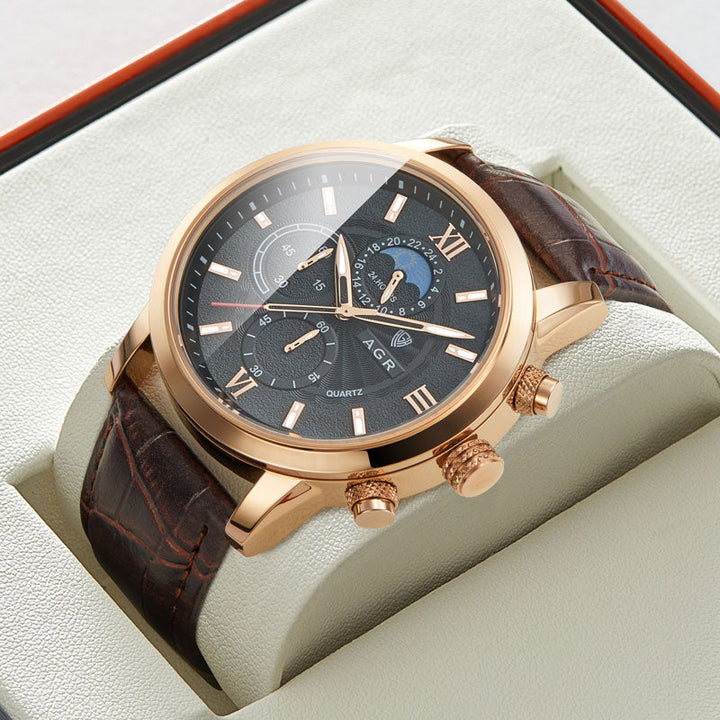 Orologio al quarzo di lusso con cinturino in pelle
