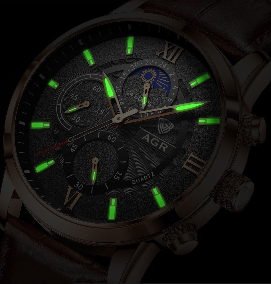 Orologio al quarzo di lusso con cinturino in pelle