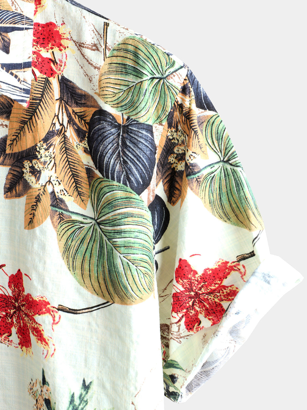 Camicia a maniche corte in cotone con stampa floreale da uomo