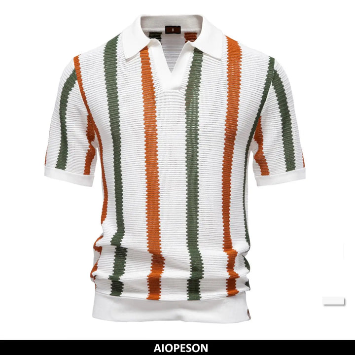 Polo Shirt a Righe in Maglia