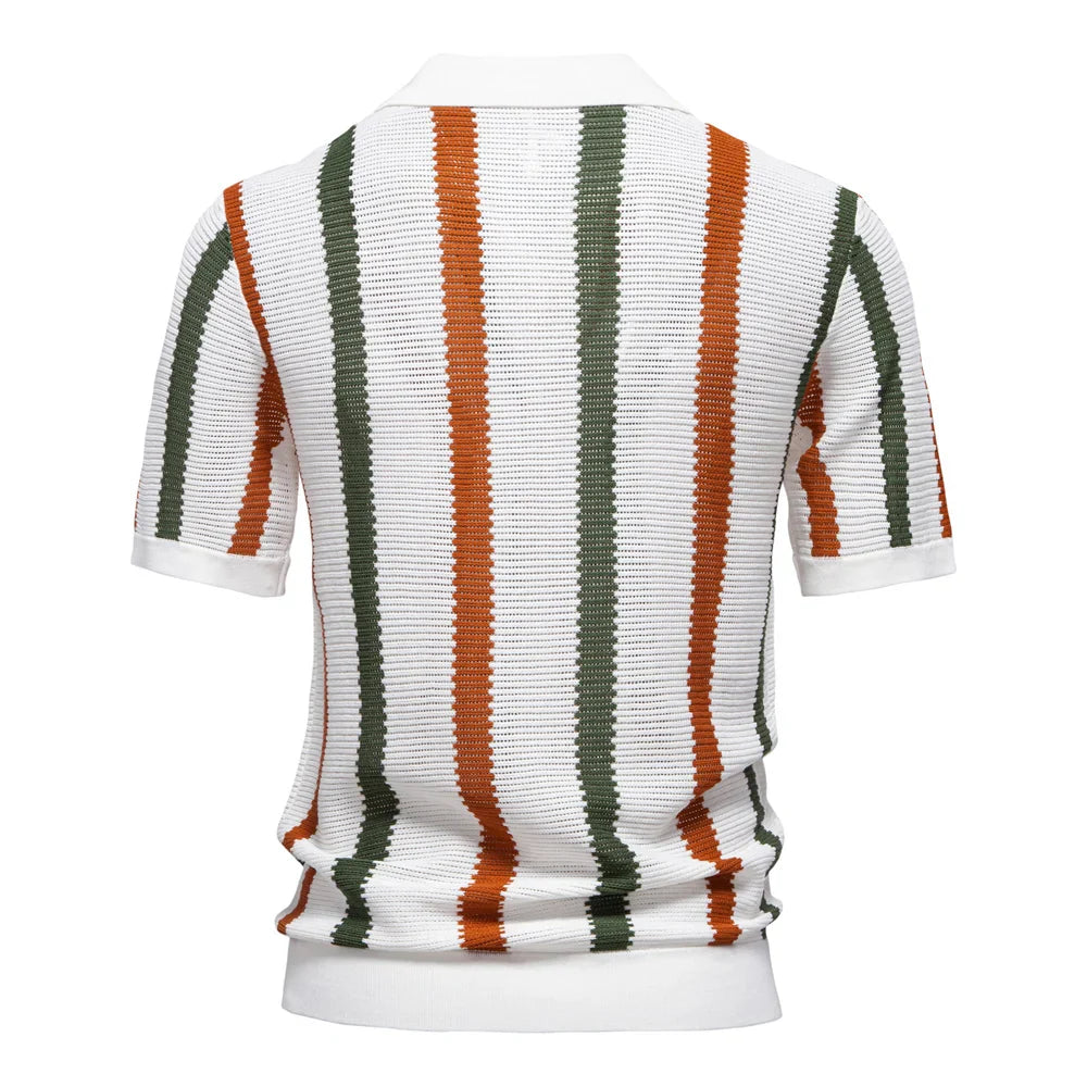 Polo Shirt a Righe in Maglia