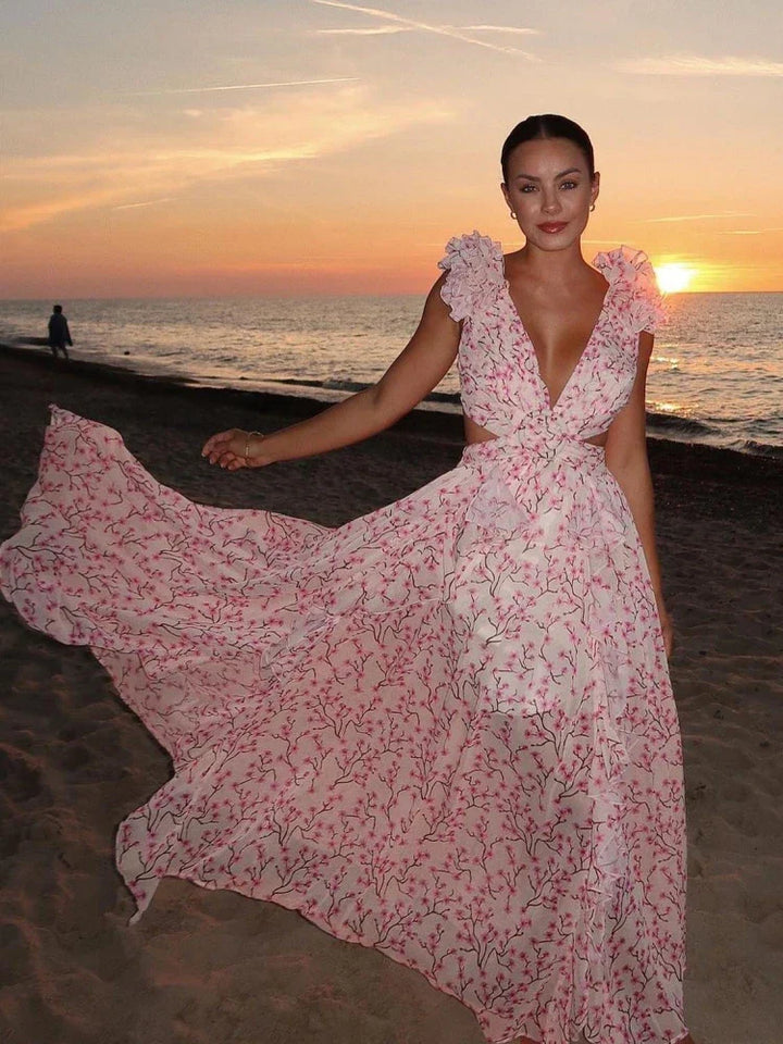 Lexi - Elegante Abito Maxi Senza Schiena con Volant