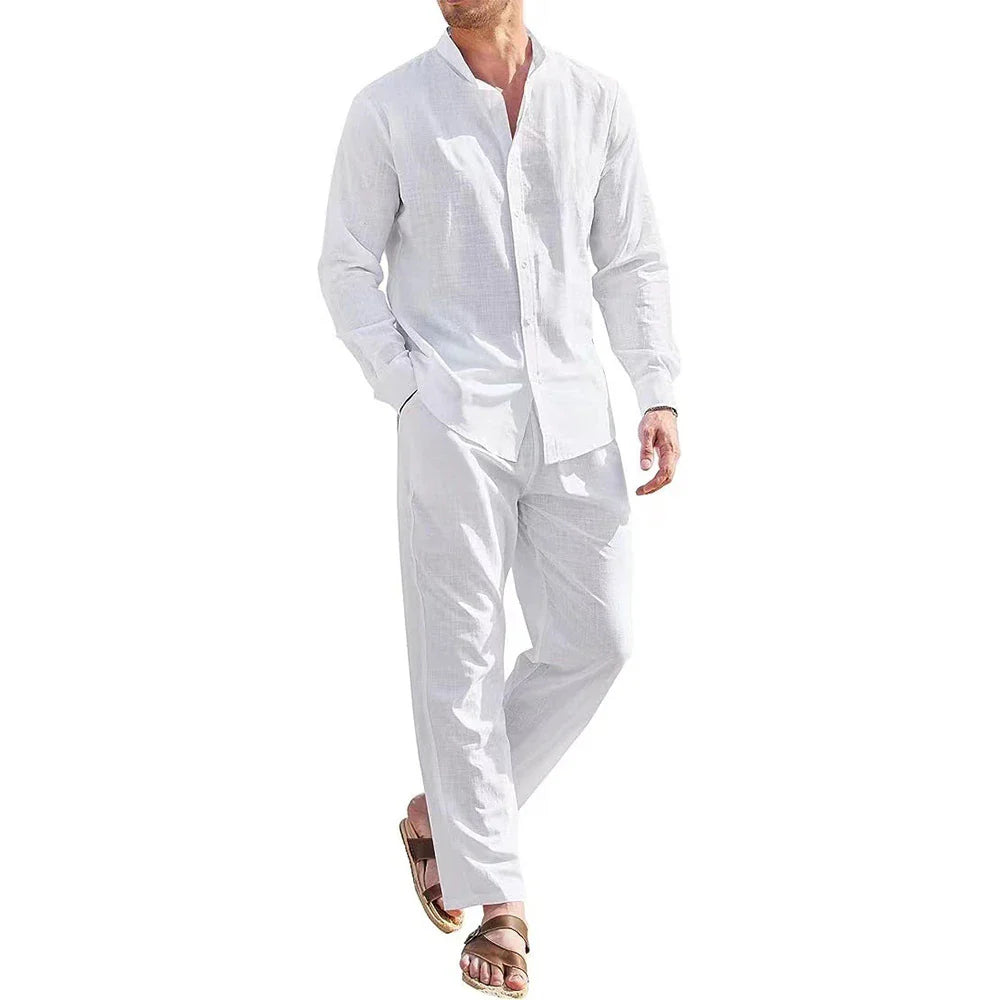 Mark™ Set da Uomo Vintage in Cotone e Lino a Due Pezzi