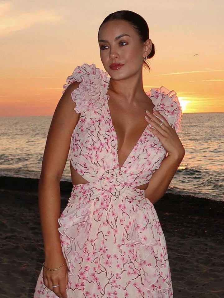 Lexi - Elegante Abito Maxi Senza Schiena con Volant