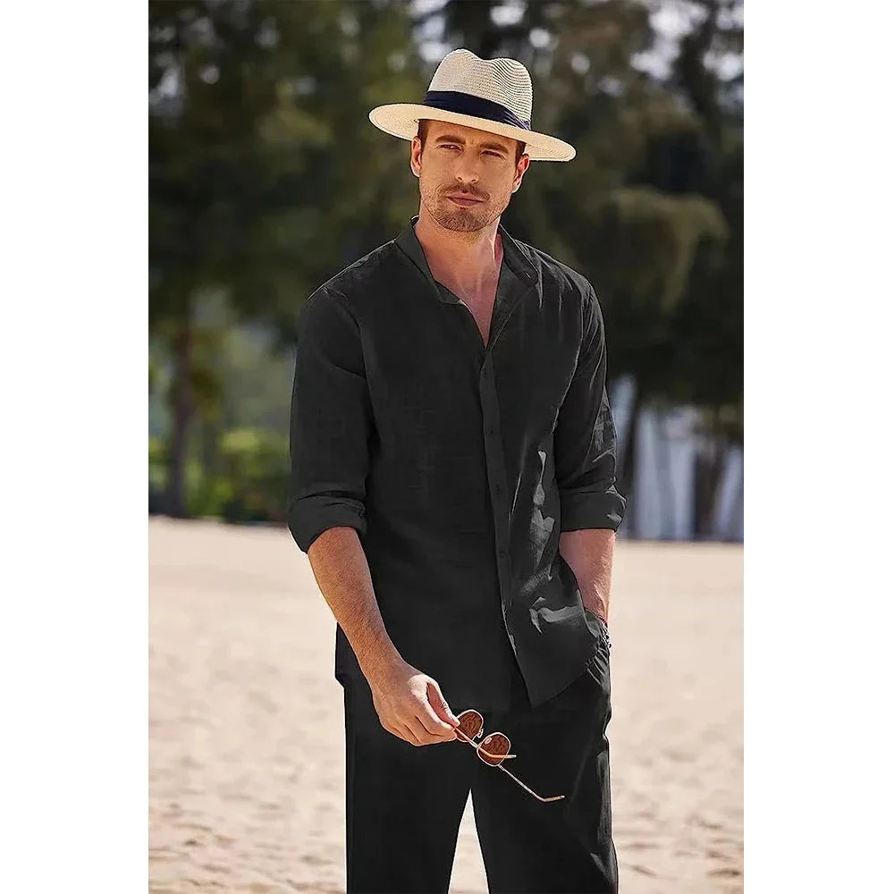 Mark™ Set da Uomo Vintage in Cotone e Lino a Due Pezzi