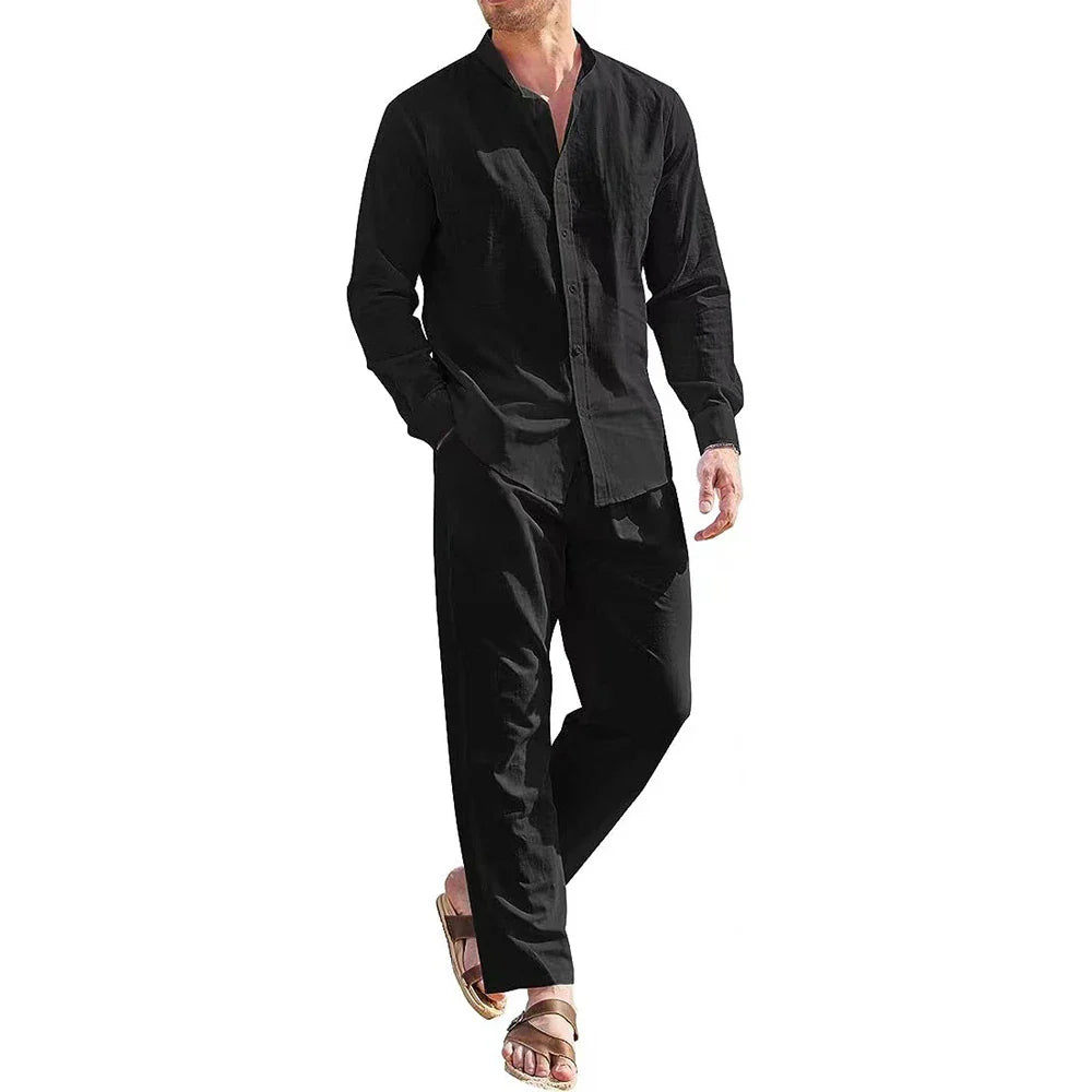 Mark™ Set da Uomo Vintage in Cotone e Lino a Due Pezzi