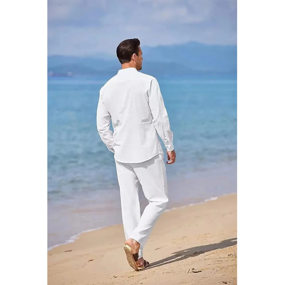 Mark™ Set da Uomo Vintage in Cotone e Lino a Due Pezzi