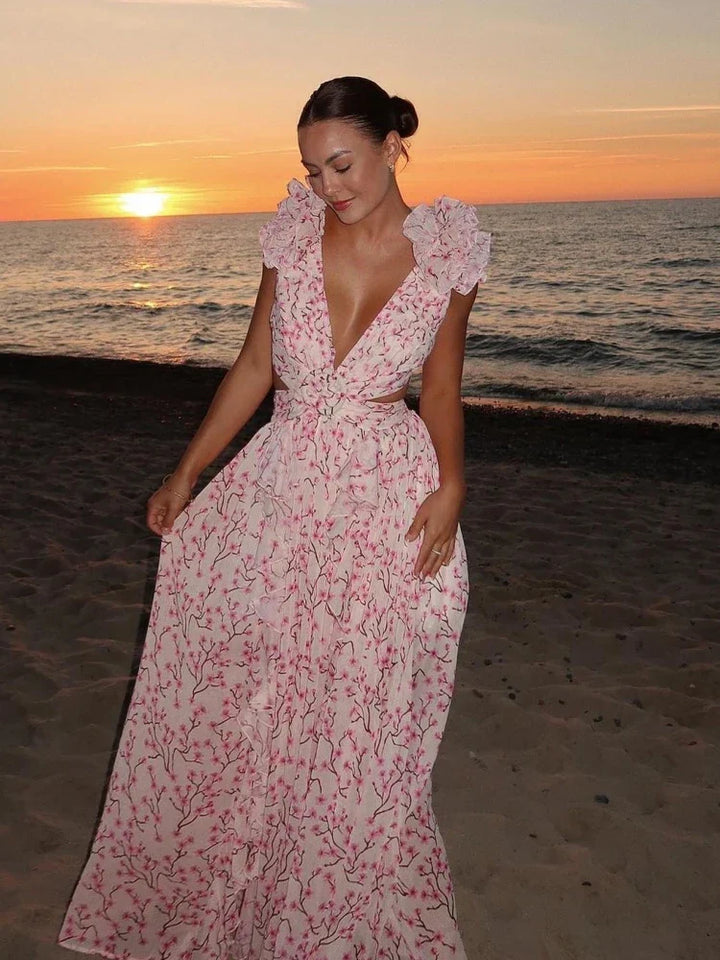 Lexi - Elegante Abito Maxi Senza Schiena con Volant