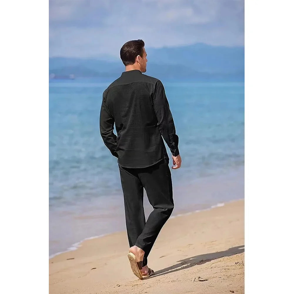 Mark™ Set da Uomo Vintage in Cotone e Lino a Due Pezzi