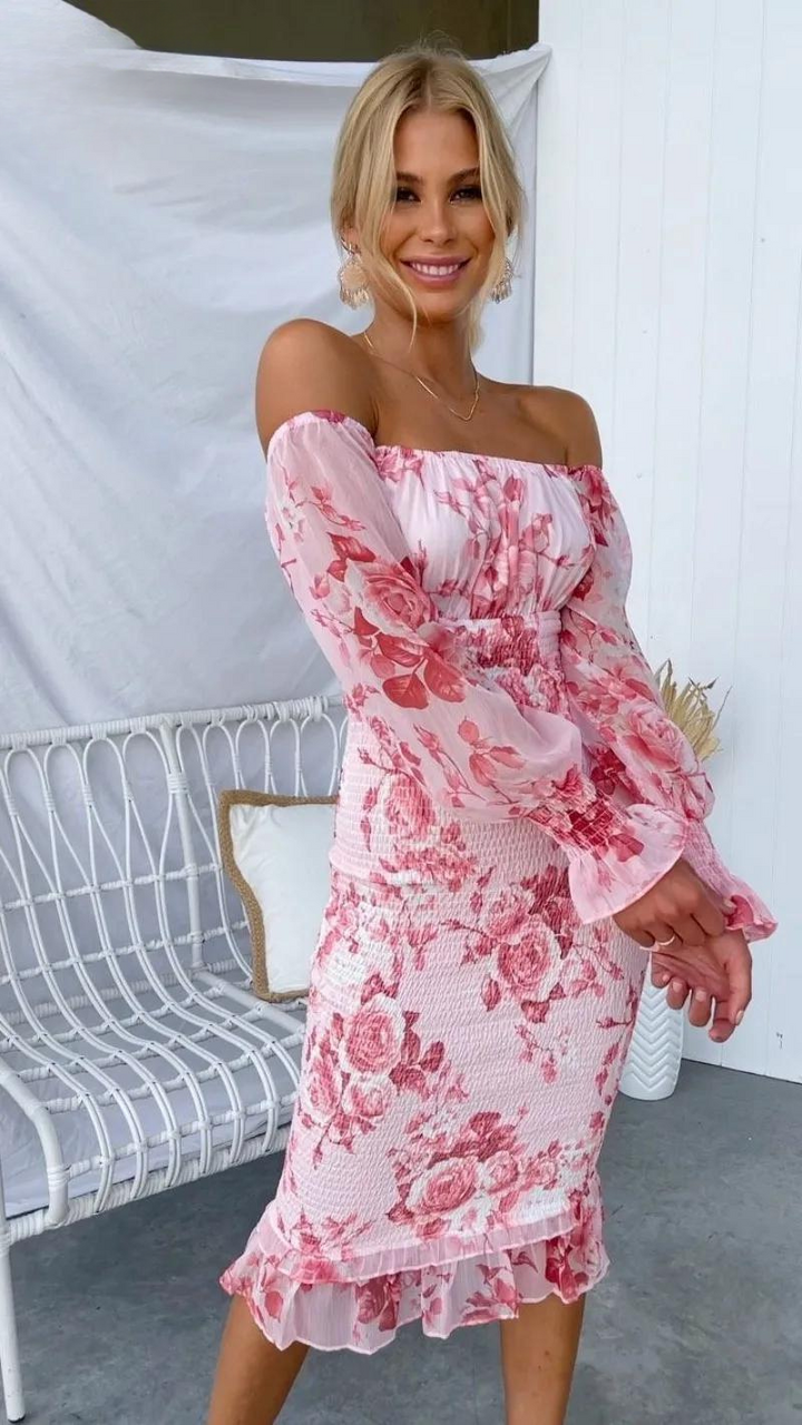 Dahlia - Stupenda Vestito Midi Off Shoulder