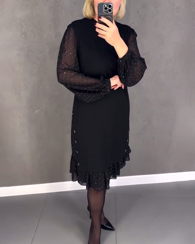 ELIANA | Abito Elegante con Maniche Trasparenti e Taglio Lusinghiero per Occasioni Autunnali