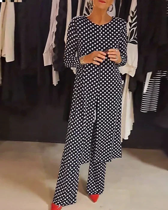 LILIANA | Completo Due Pezzi con Stampa a Pois per Eleganza Disinvolta e Look Estivi Versatili