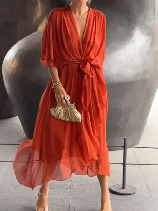 GINEVRA | Abito Lungo Elegante con Scollo Femminile